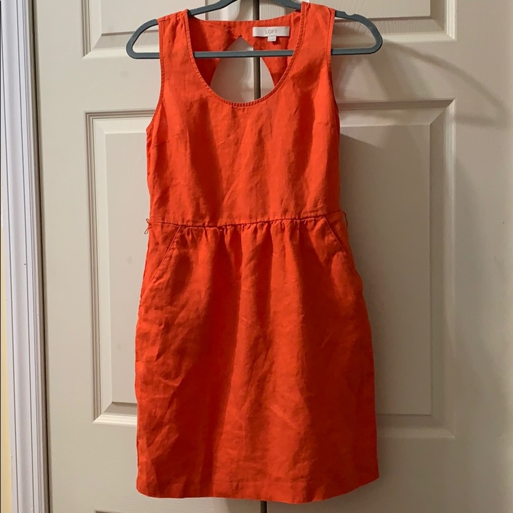 Loft orange summer dress sleeveless, bare back